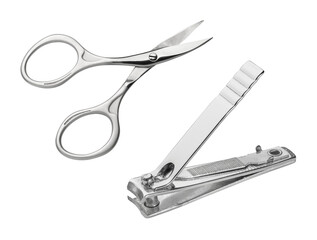 Nail clipper and scissors isolated on transparent background