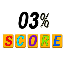 Three percent score sign text isolated on white background