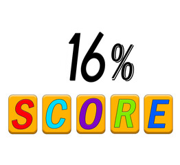 16 percent sign on a white background