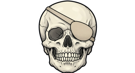Isolated Pirate Skull with Eye Patch