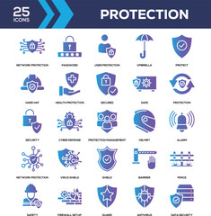 Fototapeta premium Protection Glyph Gradient Icon Collection