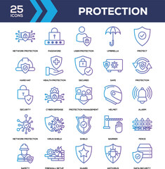 Protection Line Gradient Icon Collection