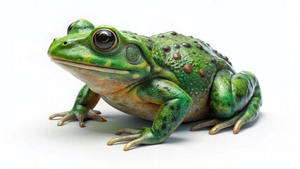 Fototapeta premium Isolated Green Frog on White Background - High-Resolution PNG Stock Photo