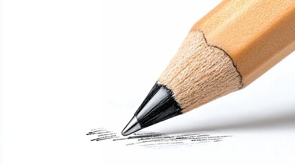 Close up of Graphite Pencil on White Paper