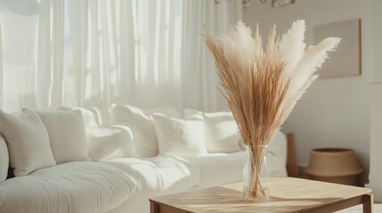 minimalist living room with white walls and a wooden floor.