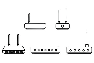  router line art graphic symbol of internet technology.