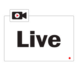 Live streaming icon. Video live broadcasting for blog, television, movies, shows, news and various video content. Live streaming red buttons stock vector, symbol illustration37.ai