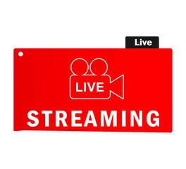 Live streaming icon. Video live broadcasting for blog, television, movies, shows, news and various video content. Live streaming red buttons stock vector, symbol illustration42.ai