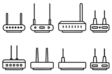  router line art modern design with wireless signal