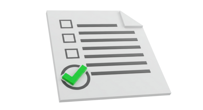 Isolated Checklist with Green Check Mark