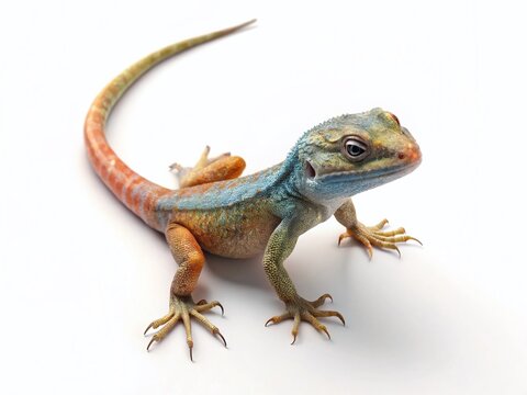House Gecko on White, Isolated Hemidactylus Frenatus, Reptile, Lizard, Closeup