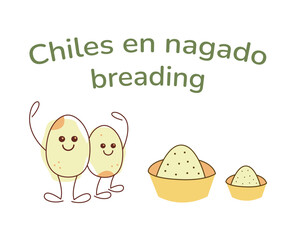 Set with chilis en nagado breading. Hand drawn clipart illustration for your projects.