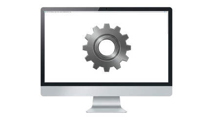 Isolated Computer Screen with Gear