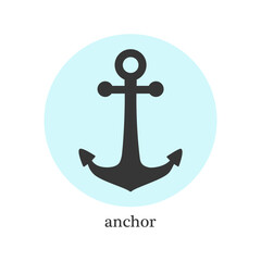 Anchor icon. Ship anchor silhouette vector icon for marine and nautical design.  Vector set outline