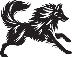 Running Wolf Silhouette Vector – Bold Black Wild Animal Illustration for Logos or Prints


