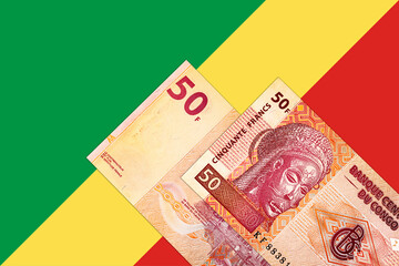 Banknote of 50 Congolese francs, fragment for design. Paper money of Africa and Congo.