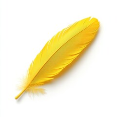 Fototapeta premium Bright Yellow Feather on White Background for Creative Projects