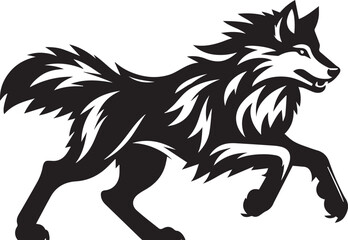 Running Wolf Silhouette Vector – Bold Black Wild Animal Illustration for Logos or Prints

