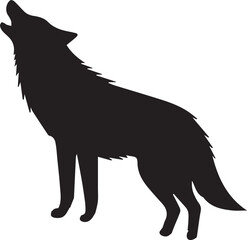 Running Wolf Silhouette Vector – Bold Black Wild Animal Illustration for Logos or Prints

