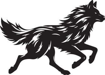 Running Wolf Silhouette Vector – Bold Black Wild Animal Illustration for Logos or Prints

