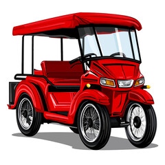 Tuk tuk cartoon isolated white background 