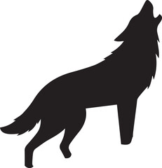 Running Wolf Silhouette Vector – Bold Black Wild Animal Illustration for Logos or Prints

