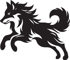 Running Wolf Silhouette Vector – Bold Black Wild Animal Illustration for Logos or Prints

