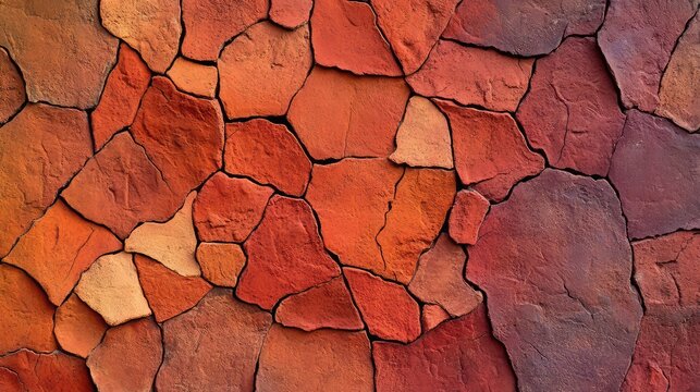 Mosaic pattern in earthy terracotta and clay tones, natural textured background for rustic copy space - Powered by Adobe