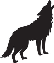 Running Wolf Silhouette Vector – Bold Black Wild Animal Illustration for Logos or Prints

