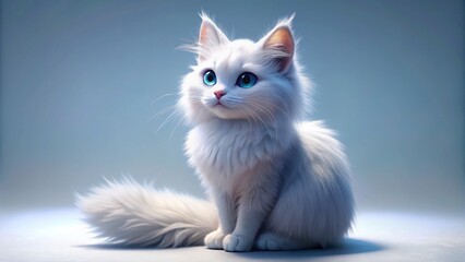 Graceful White Cat on White: Surreal Pet Photography