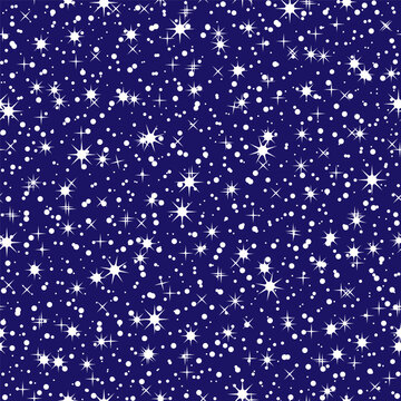 Night starry blue sky seamless pattern. Design for your background