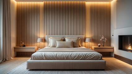 hotel room with bed	
