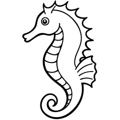 Fototapeta premium Minimalist Seahorse Line Art Vector