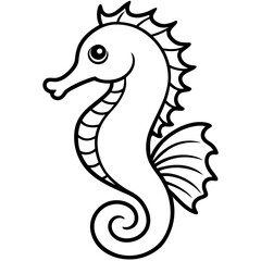 Obraz premium Minimalist Seahorse Line Art Vector