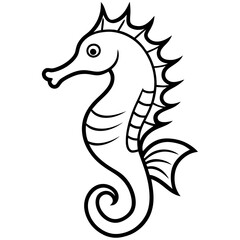 Minimalist Seahorse Line Art Vector