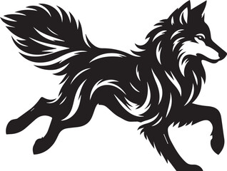 Running Wolf Silhouette Vector – Bold Black Wild Animal Illustration for Logos or Prints

