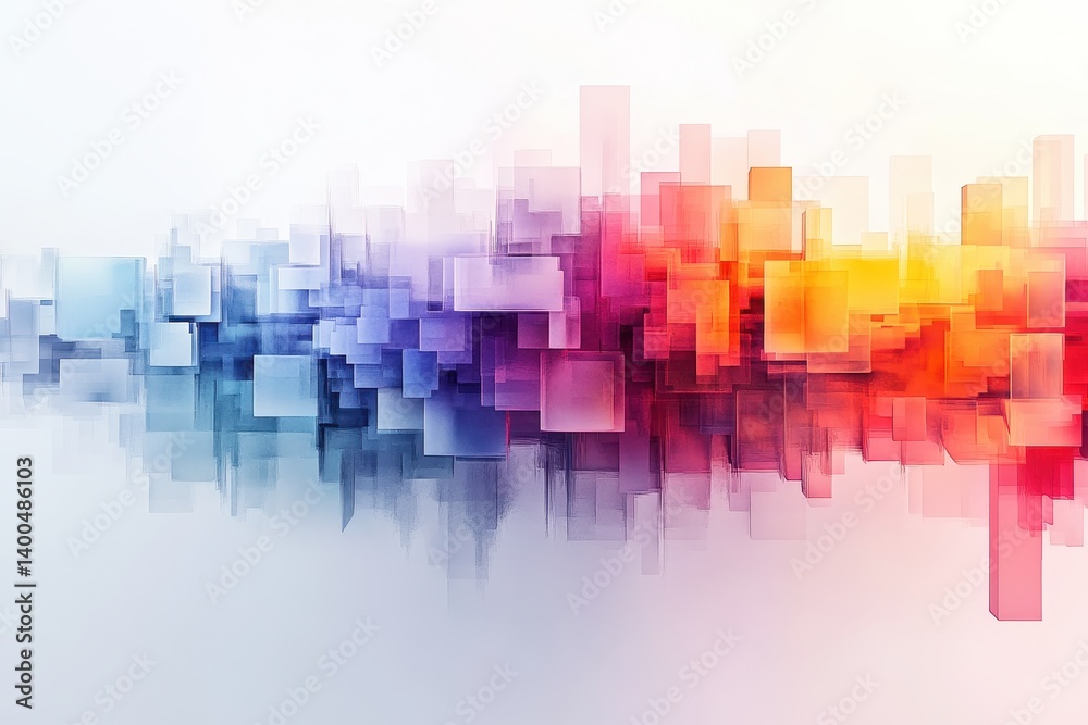 Poster Abstract geometric design with vibrant colors and dynamic shapes representing modern digital art