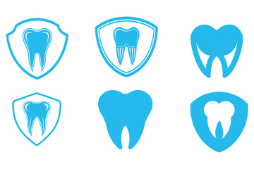 dental tooth dentist logo set  vector, Set of flat dental logos