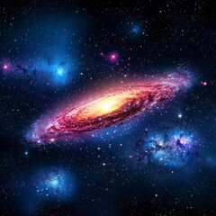Obraz premium Exploration of a vibrant galaxy outer space digital art cosmic environment wide-angle view astrophysical concept
