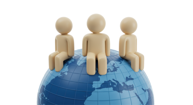 Isolated People Sitting on Globe