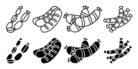 Sausage. Vector collection of sausage icon illustrations. Black icon design.