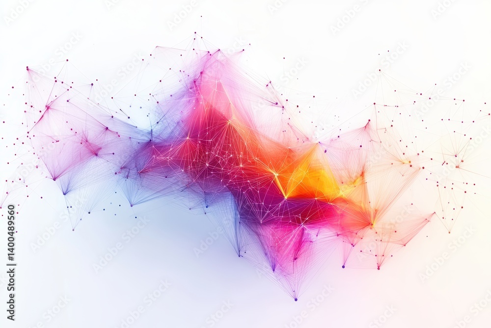 Poster Abstract geometric design with vibrant colors and dynamic shapes representing modern digital art