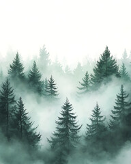 illustrations of various trees, leaves, grasses, and botanical elements on white background.