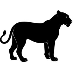 a lioness silhouette vector on white background