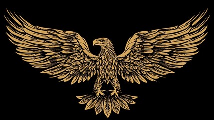 Fototapeta premium Majestic eagle with detailed golden feathers.