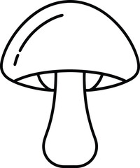Boletus Outline Icon Line Art Drawing Vector | Mushroom, Nature & Fungi Sketch Art