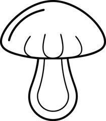 Boletus Outline Icon Line Art Drawing Vector | Mushroom, Nature & Fungi Sketch Art