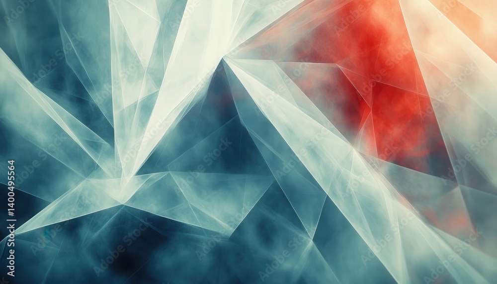 Poster Layers of translucent geometric shapes create a stunning display of colors and reflections in an abstract composition that captivates the viewer