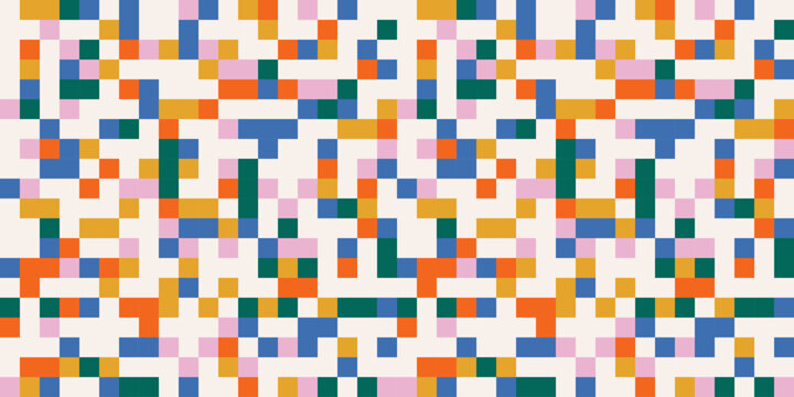 Fun colorful geometric mosaic pattern. Abstract festive background. Minimalist horizontal design template in rainbow colors