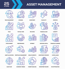 Fototapeta premium Asset Management Line Gradient Icon Collection